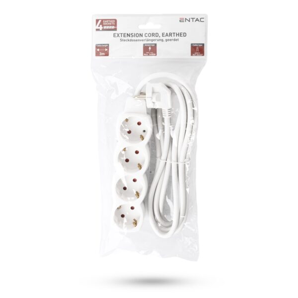 Entac S1 Elosztó 4 Foglalat 3m 3G1.5 | BR (SKU:ESE1.5G4-3) Kapcsoló nélküli
