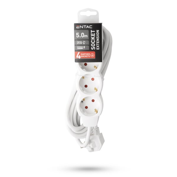 Entac S1 Elosztó 4 Foglalat 5m 3G1.5 | BR (SKU:ESE1.5G4-5) Kapcsoló nélküli