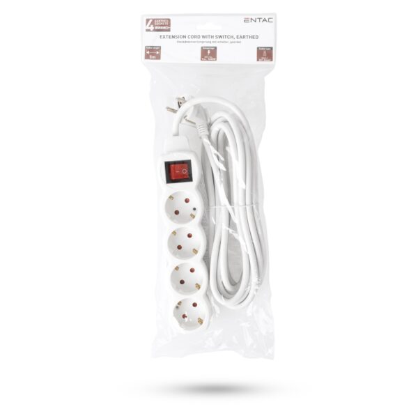 Entac S1 Elosztó 4 Foglalat Kapcsolóval 5m 3G1.5 | BR (SKU:ESE1.5G4-5-SW) Kapcsolós