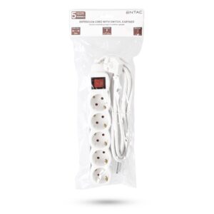 Entac S1 Elosztó 5 Foglalat Kapcsolóval 3m 3G1.5 | BR (SKU:ESE1.5G5-3-SW) Kapcsolós