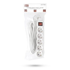 Entac S1 Elosztó 5 Foglalat Kapcsolóval 5m 3G1.5 | BR (SKU:ESE1.5G5-5-SW) Kapcsolós