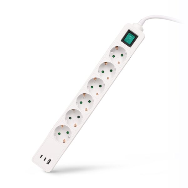 Entac S1 Elosztó 3 Foglalat Kapcsolóval 1,5m 3G1.5 2 USB Szürke *Sérült Csomagolás* | BR (SKU:ESE1.5G3-1.5-SW-USB-GR-SCS) Elosztók
