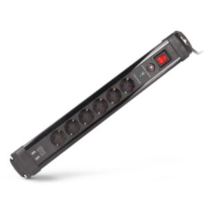 Entac Elosztó 6 Foglalat és 2xUSB-A Kapcsolóval 2m 3G1.5 Túlfesz.védelemmel | BR (SKU:ESE1.5G6-2-USB-SW-SP) Kapcsolós