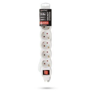 Entac S1 Elosztó 6 Foglalat Kapcsolóval 3m 3G1.5 | BR (SKU:ESE1.5G6-3-SW) Kapcsolós