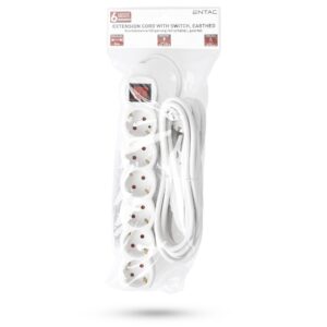 Entac S1 Elosztó 6 Foglalat Kapcsolóval 5m 3G1.5 | BR (SKU:ESE1.5G6-5-SW) Kapcsolós