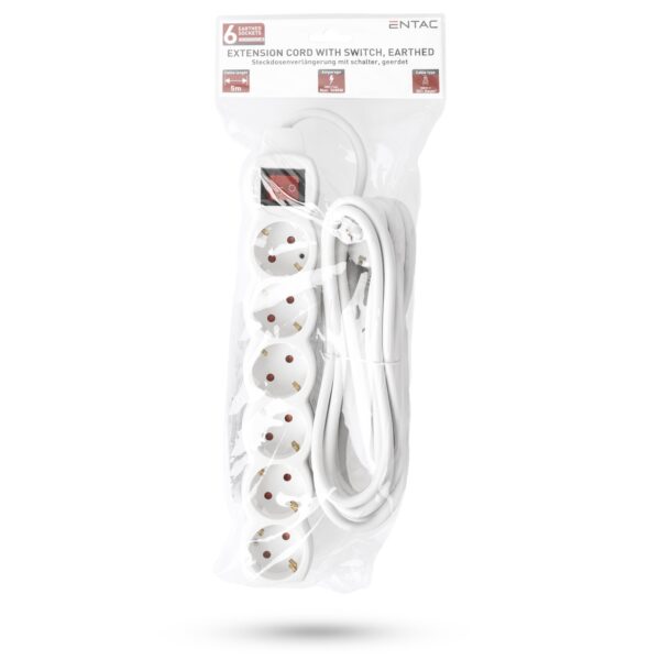 Entac S1 Elosztó 6 Foglalat Kapcsolóval 5m 3G1.5 | BR (SKU:ESE1.5G6-5-SW) Kapcsolós
