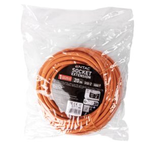 Entac French Type, IP20 Orange Single Socket extension Cord, 3G1.5, 20m, orange | BR (SKU:ESEF1-20-3G1.5-O-IP20) Francia