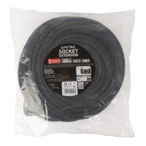 Entac French Type, IP44 Single Socket extension Cord, 3G2.5, 40m, Black | BR (SKU:ESEF1-40-3G2.5-B-IP44) Francia