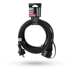Entac French Type, IP44 Single Socket extension Cord, 3G1.5, 5m, Black | BR (SKU:ESEF1-5-3G1.5-B-IP44) Francia