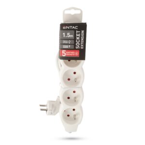 Entac Elosztó Francia Típusú 5 Foglalat 3G1.5 1.5m | BR (SKU:ESEF5-1.5-3G1.5) Francia
