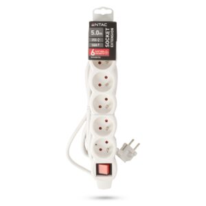 Entac Elosztó Francia Típusú 6 Foglalat 3G1.5 5m | BR (SKU:ESEF6-5-3G1.5) Francia