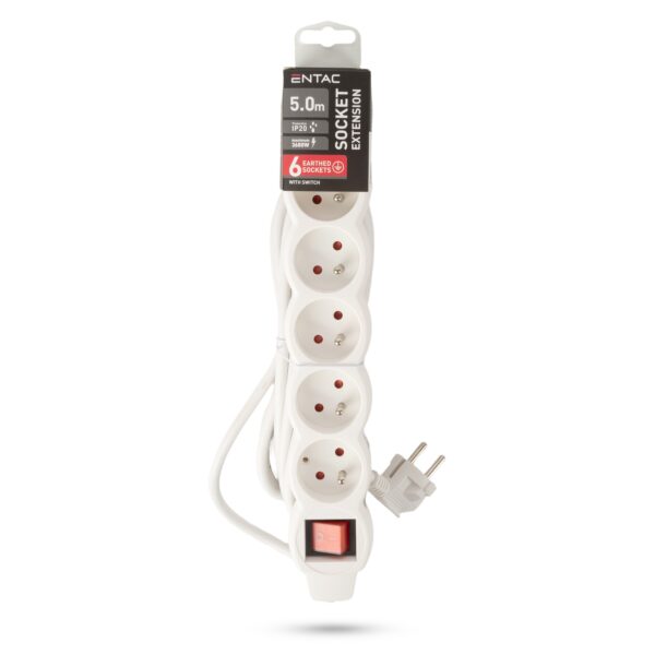 Entac Elosztó Francia Típusú 6 Foglalat 3G1.5 5m | BR (SKU:ESEF6-5-3G1.5) Francia