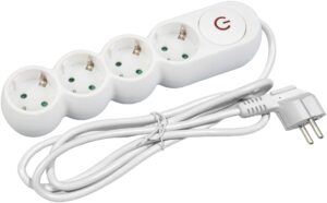 Entac D1 Elosztó 4 Foglalat Kapcsolóval 1,5m 3G1.5 | BR (SKU:ESERS1.5G4-1.5-SW) Kapcsolós