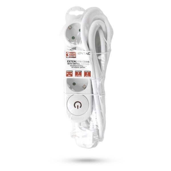Entac D1 Elosztó 3 Foglalat Kapcsolóval 3m 3G1.5 | BR (SKU:ESERS1.5G3-3-SW) Kapcsolós