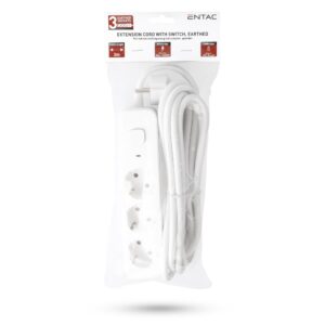 Entac D2 Elosztó 3 Foglalat Kapcsolóval 1.5m 3G1.5 | BR (SKU:ESES1.5G3-1.5-SW) Kapcsolós