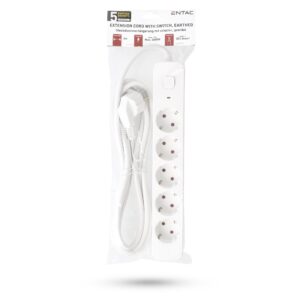 Entac D2 Elosztó 5 Foglalat Kapcsolóval 3m 3G1.5 | BR (SKU:ESES1.5G5-3-SW) Kapcsolós