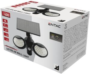 Entac Napelemes Műanyag Fali lámpa 10W SMD 2 fej mozgásérzékelővel | BR (SKU:ESL2H-SMD) Szolár