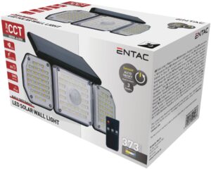 Entac Napelemes Műanyag Fali lámpa 2.3W SMD 3 fej mozgásérzékelővel + IR | BR (SKU:ESL3H-122SMD-IR) Szolár
