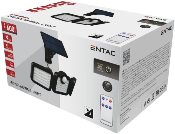 Entac Napelemes Műanyag Fali lámpa 15W SMD 3 fej levehető szolárpanel | BR (SKU:ESL3H-SMD-RS) Szolár