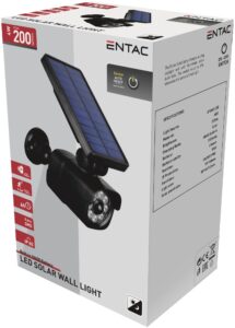 Entac Napelemes Műanyag Fali lámpa 4W SMD álkamera mozgásérzékelővel | BR (SKU:ESLCAM-SMD) Szolár