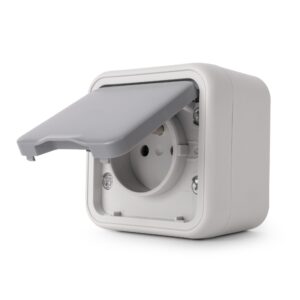 Entac Stephan felületre szerelhető fali francia aljzat földelt IP55 | BR (SKU:ESMWS1F-STP) Aljzat