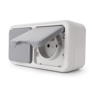 Entac Stephan felületre szerelhető fali francia aljzat földelt 2x IP55 | BR (SKU:ESMWS2F-STP) Aljzat