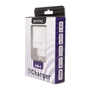 Entac Hálózati gyorstöltő PD, USB-C, 20W, fehér | BR (SKU:EWC-PDC-5V-12V-W) Töltők, adapterek