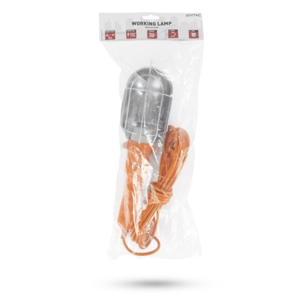 Entac Munkalámpa E27 izzó nt., Max. 60W, Narancssárga | BR (SKU:EWL-E27-60WAC) Szerelőlámpa