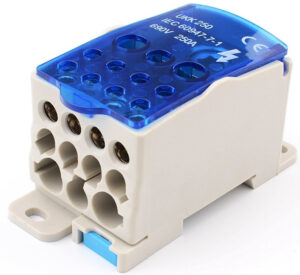 Fővezetéki leágazó sorkapocs 1×35-120, 2×6-35, 5×2,5-16, 4×2,5-10, elosztóblokk  250A Fővezetéki leágazó sorkapcsok