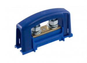 Áramvédelmi kapocs  2xM8, kék színű , fedéllel Szerelési anyagok
