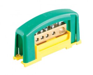 Áramvédelmi kapocs ZO 1×25, 4×10, sárga-zöld színű , fedéllel Szerelési anyagok