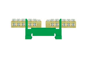 Sínre szerelhető sorkapocs 10 – osztott 2×5, zöld színű Szerelési anyagok