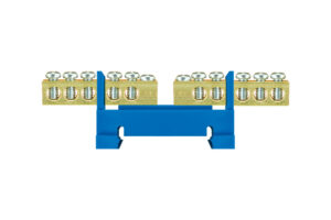 Sínre szerelhető sorkapocs 10 – osztott 2×5, kék színű Szerelési anyagok