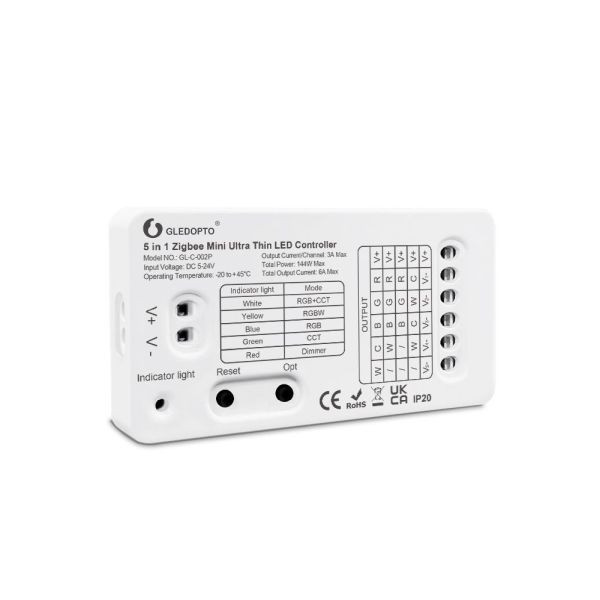Gledopto GL-C-002P (6A), Pro 5-in-1-ben Mini LED vezérlés, 5V-24V DC (Zigbee+2.4GHz RF) Gledopto GL-C-002P Gledopto GL-C-002P (6A), Pro 5-in-1-ben Mini LED vezérlés, 5V-24V DC (Zigbee+2.4GHz RF) Gledopto GL-C-002P