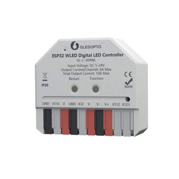 Gledopto GL-C-309WL Wi-Fi-s digitális IC LED vezérlés, 5V – 24V DC, WLED firmware-rel Gledopto GL-C-309WL Gledopto GL-C-309WL Wi-Fi-s digitális IC LED vezérlés, 5V – 24V DC, WLED firmware-rel Gledopto GL-C-309WL