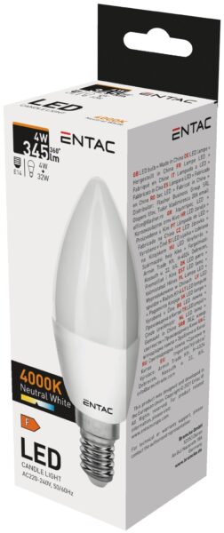 Entac LED Candle E14 4W NW 4000K | BR (SKU:LLC14-4W-NW) LED izzók