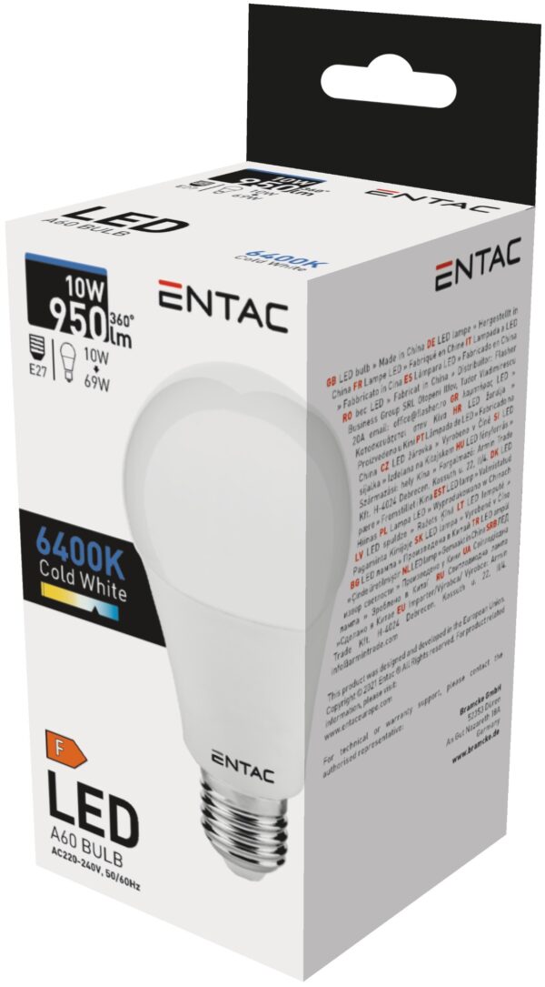 Entac LED Globe E27 10W CW 6400K | BR (SKU:LLG27-10W-CW) Gömb