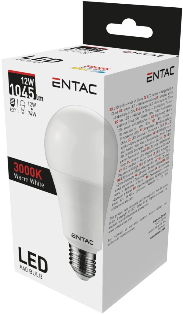 Entac LED Globe E27 12W WW 3000K | BR (SKU:LLG27-12W-WW) Gömb