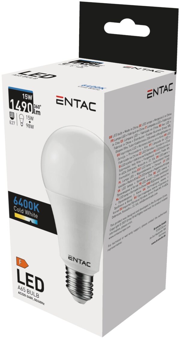 Entac LED Globe E27 15W CW 6400K | BR (SKU:LLG27-15W-CW) Gömb