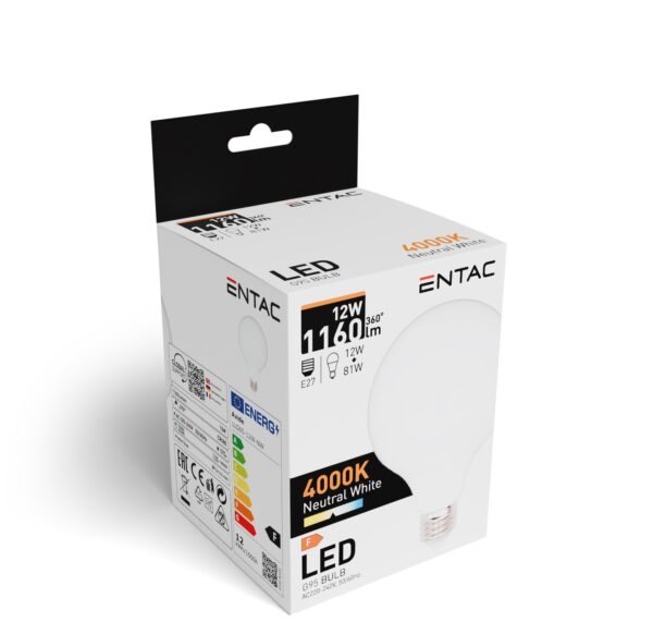 Entac LED G95 E27 12W NW 4000K | BR (SKU:LLG95-12W-NW) LED izzók