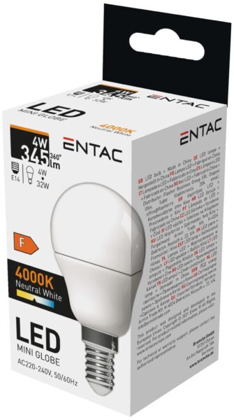 Entac LED Mini Globe E14 4W NW 4000K | BR (SKU:LLMG14-4W-NW) LED izzók