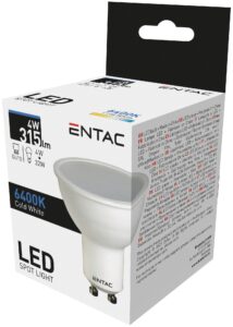 Entac LED Spot Wide Angle GU10 4W CW 6400K | BR (SKU:LLSW-4W-CW) Szpot