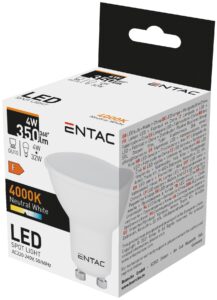 Entac LED Spot Wide Angle GU10 4W NW 4000K | BR (SKU:LLSW-4W-NW) Szpot