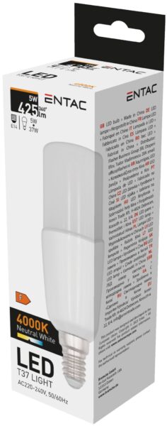Entac LED T37 E14 5W NW 4000K | BR (SKU:LLT14-5W-NW) LED izzók