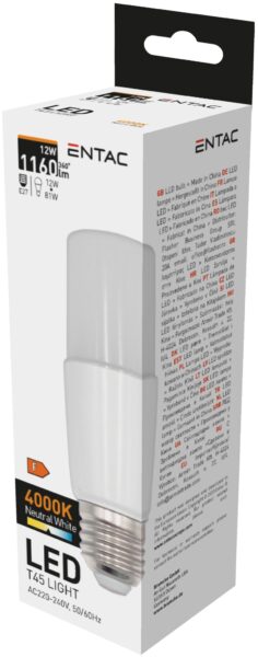 Entac LED T45 E27 12W NW 4000K | BR (SKU:LLT27-12W-NW) LED izzók