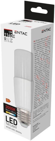 Entac LED T45 E27 12W WW 3000K | BR (SKU:LLT27-12W-WW) LED izzók