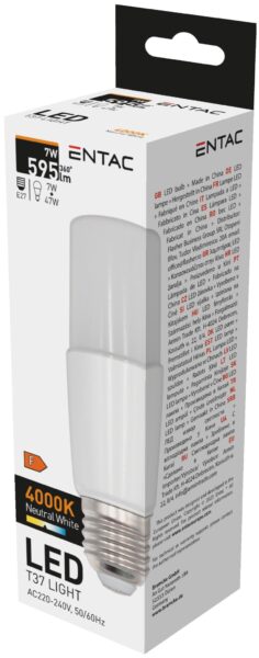 Entac LED T37 E27 7W NW 4000K | BR (SKU:LLT27-7W-NW) LED izzók