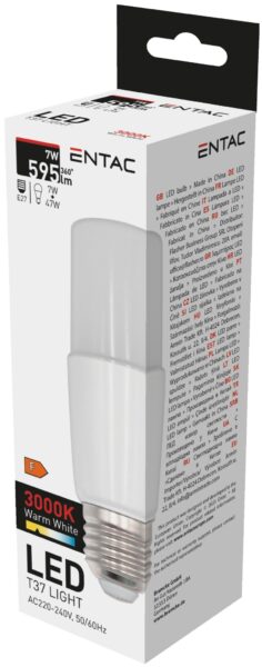 Entac LED T37 E27 7W WW 3000K | BR (SKU:LLT27-7W-WW) LED izzók