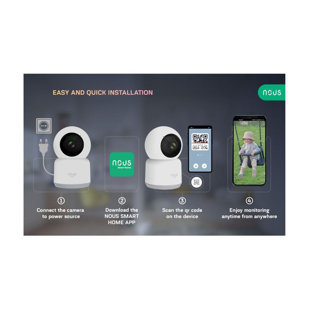 Nous W2 okos Tuya Wi-Fi PTZ (forgatható) IP kamera, 2MP kamera NOUS W2 Nous W2 okos Tuya Wi-Fi PTZ (forgatható) IP kamera, 2MP kamera NOUS W2