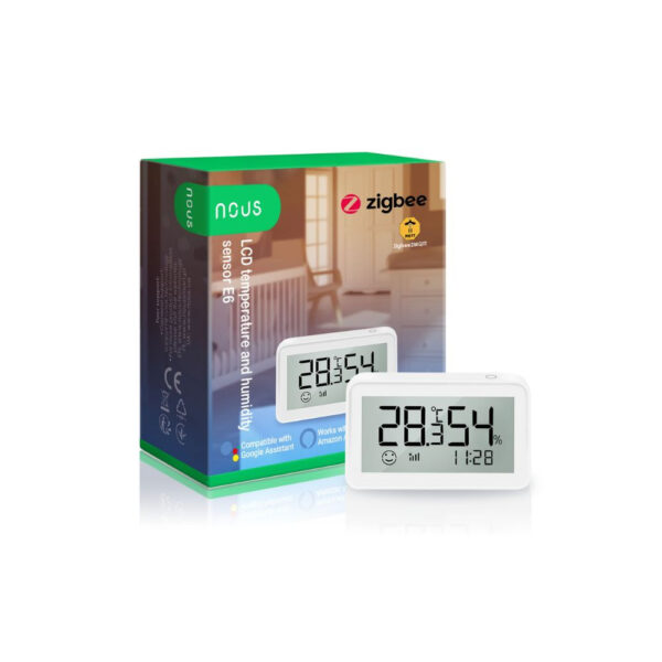 Nous E6 okos Tuya Zigbee vezeték nélküli hőmérséklet és páratartalom érzékelő, LCD kijelzővel érzékelő NOUS E6 Nous E6 okos Tuya Zigbee vezeték nélküli hőmérséklet és páratartalom érzékelő, LCD kijelzővel érzékelő NOUS E6